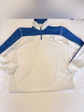 Puma Golf Dry Cell 1/4 Zip Pullover Jacket Mens L White Blue Sportlifestyle